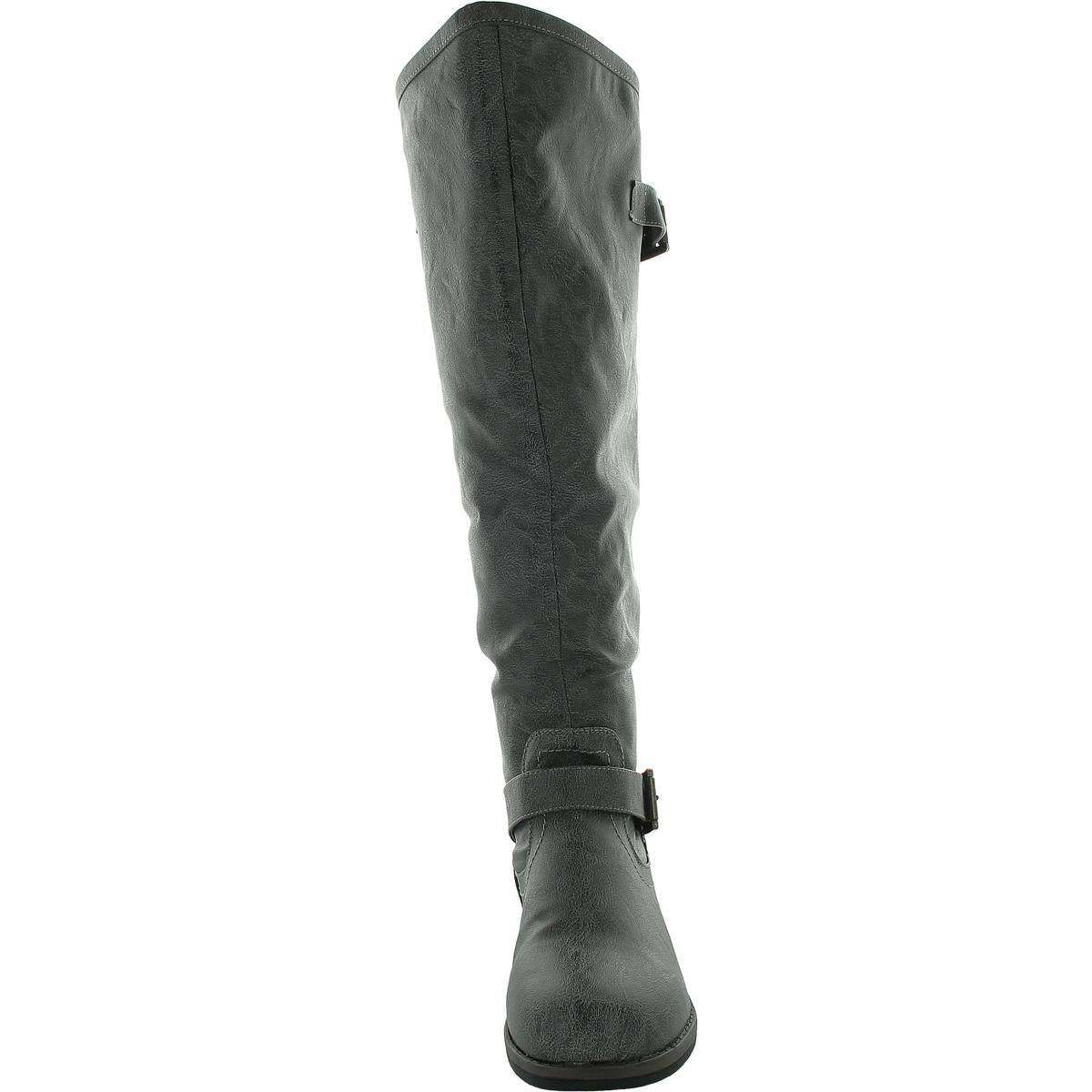 Womens Zip Up Buckle Knee-High Boots