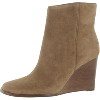 SUSANN Womens Square Toe Wedge Boots Chestnut