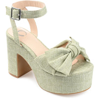 Zenni Womens Bow Ankle Strap Platform Sandals 10 Medium Sage
