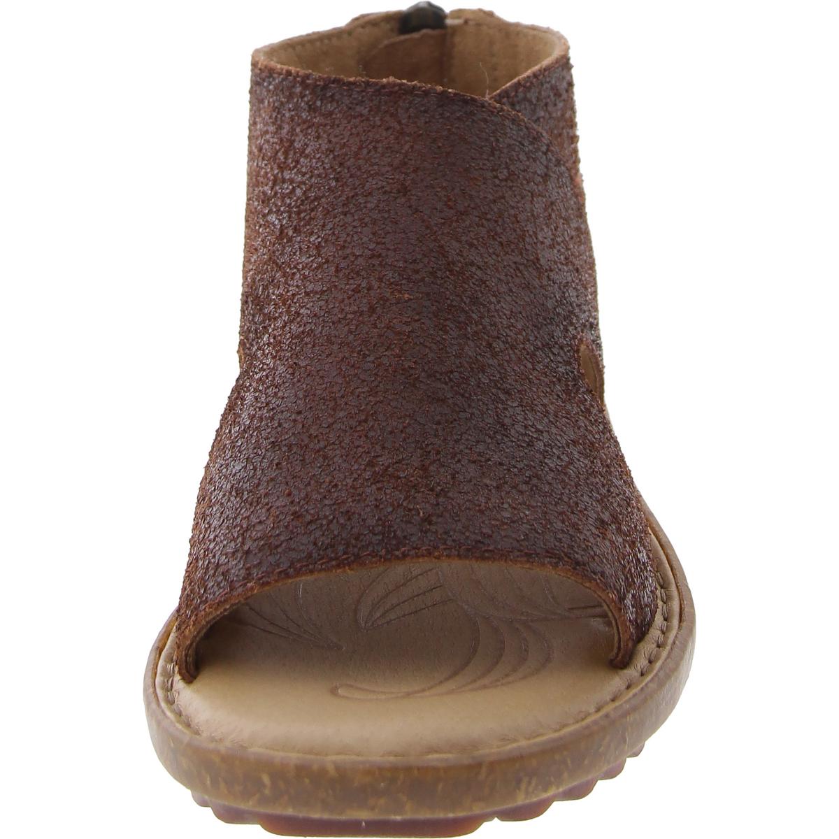 Maren Womens Leather Peep Toe Flatform Sandals