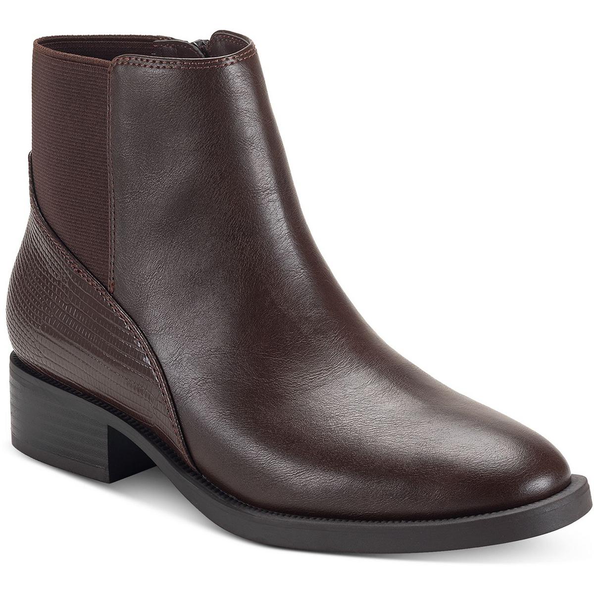 Edwinaap Womens Zipper Manmade Ankle Boots 9.5 Medium Choco Smooth