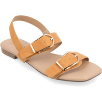 Twylah Womens Buckle Faux Suede Slingback Sandals Tan