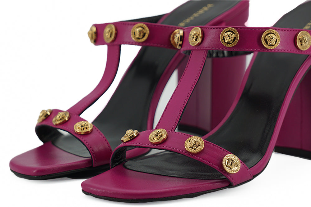 Versace Elegant Purple Calf Leather High Women's Sandals14