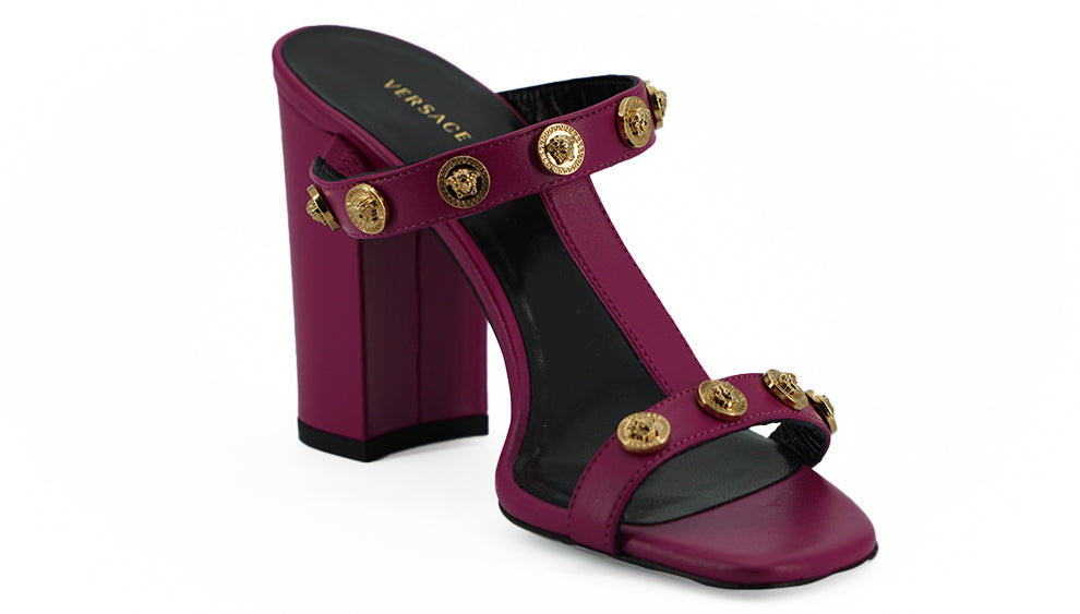Versace Elegant Purple Calf Leather High Women's Sandals4
