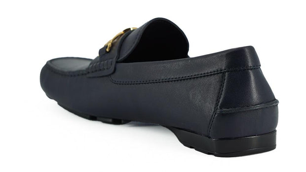 Versace Elegant Navy Blue Calf Leather Men's Loafers - Bluefly