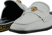 Versace White Calf Leather Slides Flat Women's Shoes