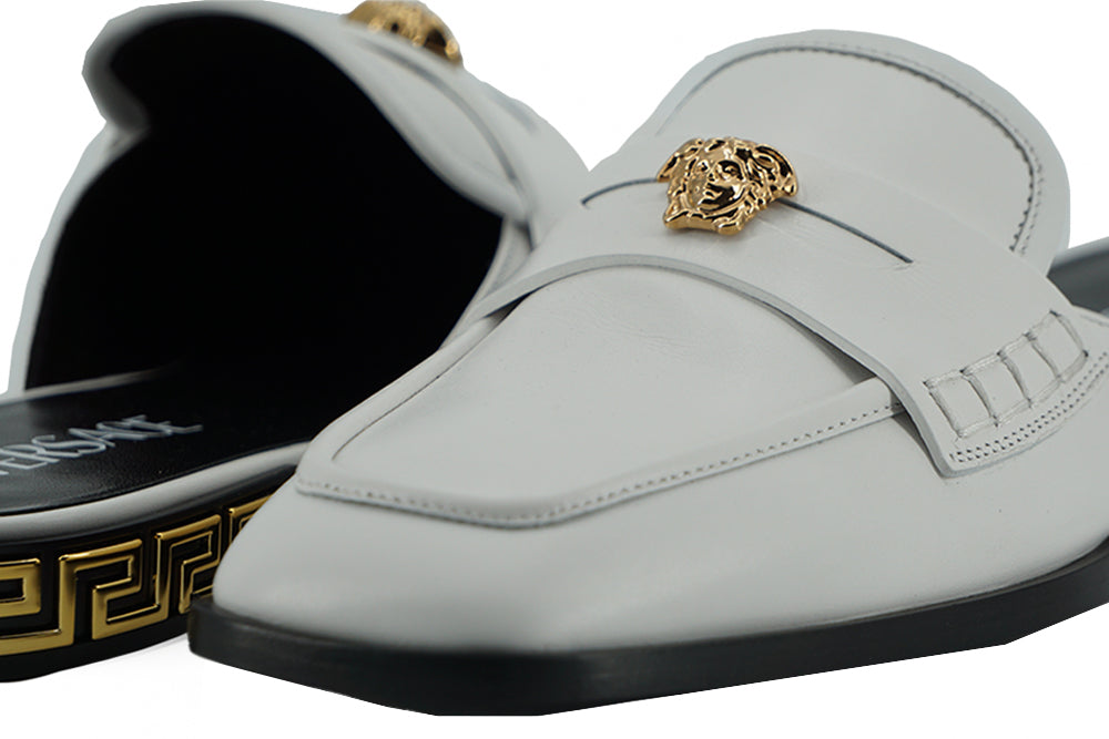 Versace Elegant White Leather Flat Women's Slides18