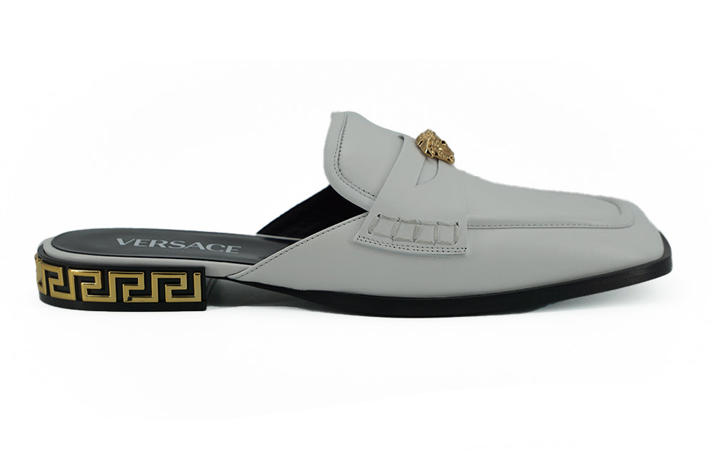 Versace Elegant White Leather Flat Women's Slides3