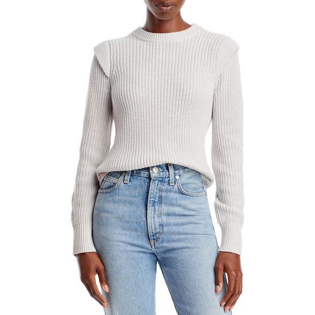 Womens Knit Ribbed Crewneck Sweater