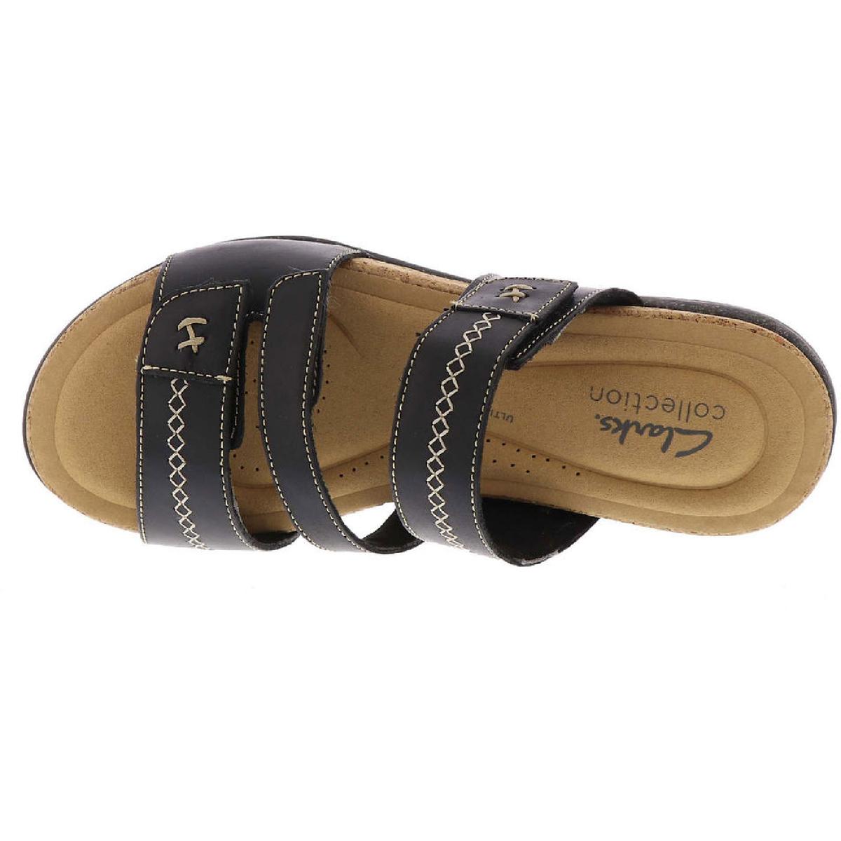 Roseville Bay Womens Leather Adjustable Slide Sandals