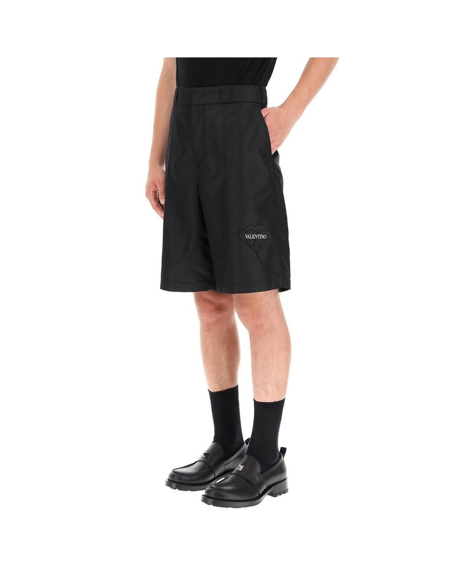 Valentino Casual Solid Color Shorts Men Black