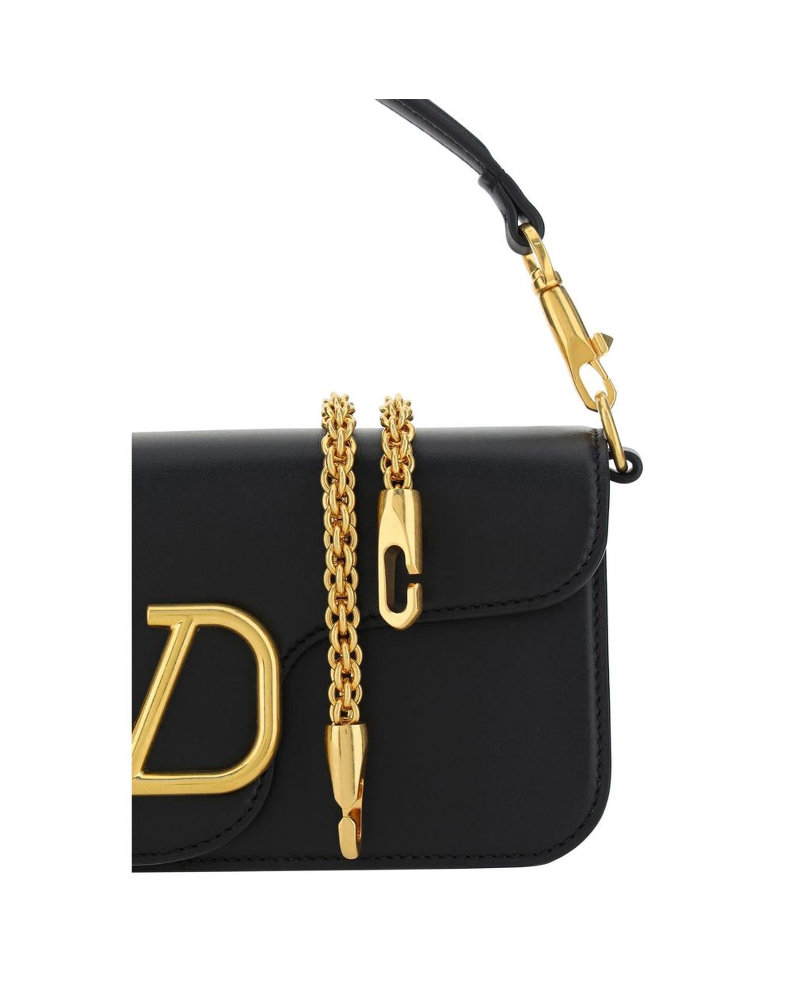 Valentino Garavani Roman Stud Shoulder Bag Black Leather Women