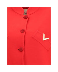Valentino Red Wool Blend Buttoned Coat Women Jackets & Coats