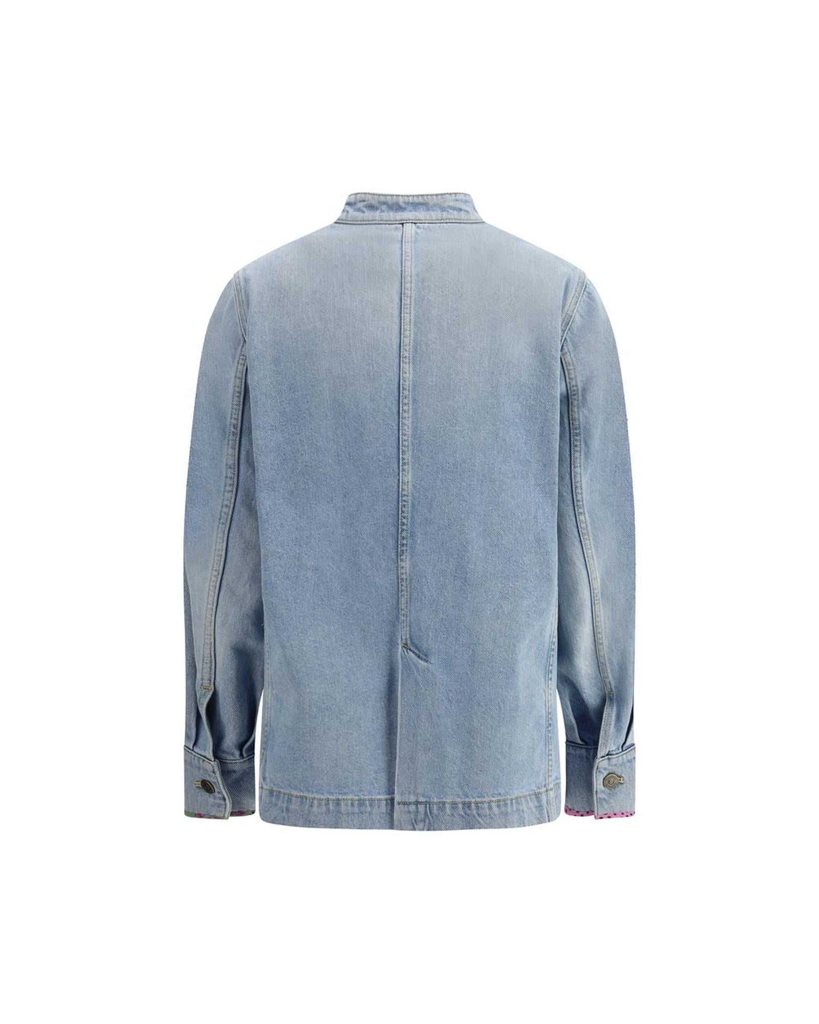 Valentino Patchwork Denim Jacket Women Light Blue Jackets & Coats