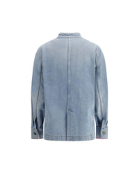 Valentino Patchwork Denim Jacket Women Light Blue Jackets & Coats