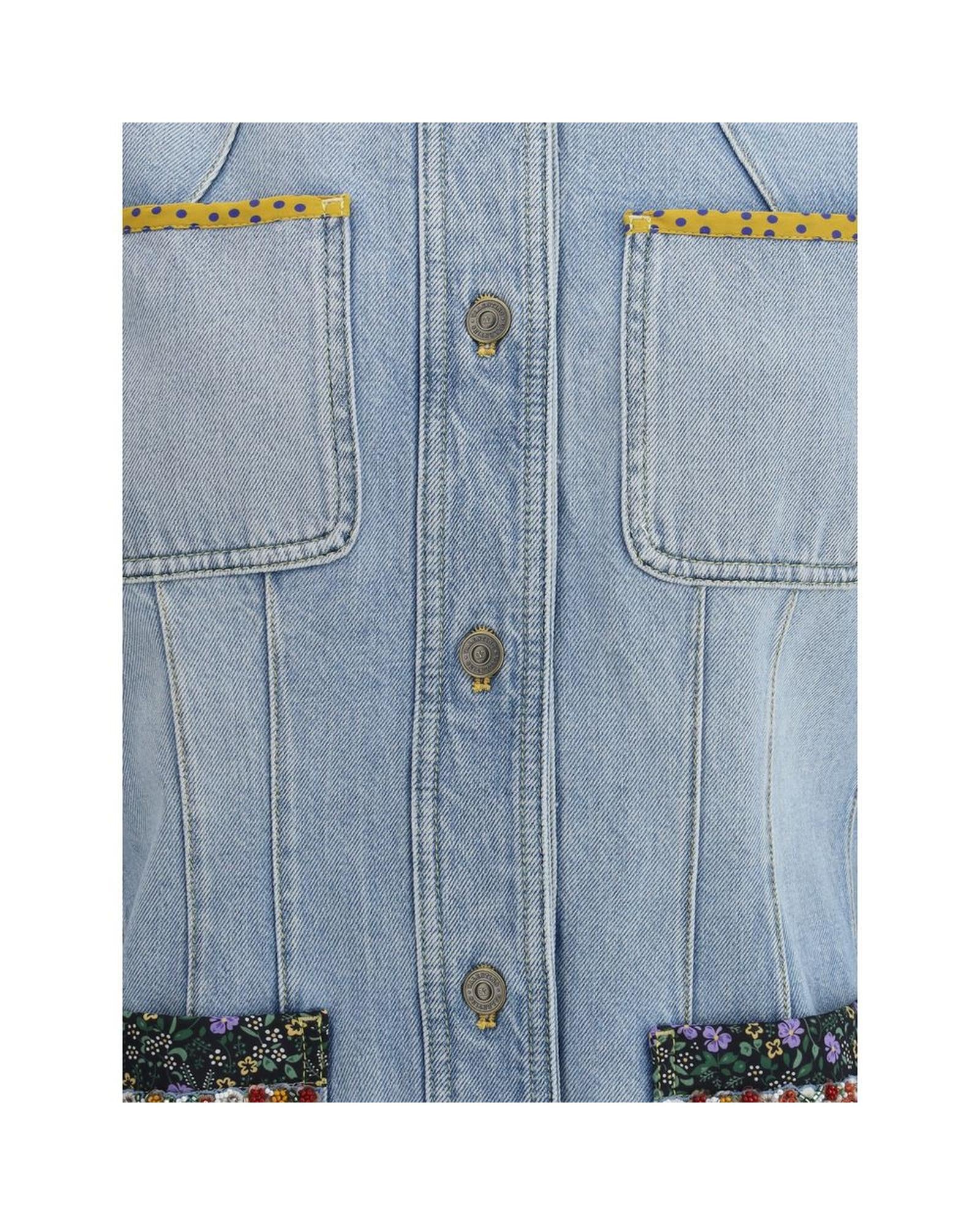 Valentino Patchwork Denim Jacket Women Light Blue Jackets & Coats