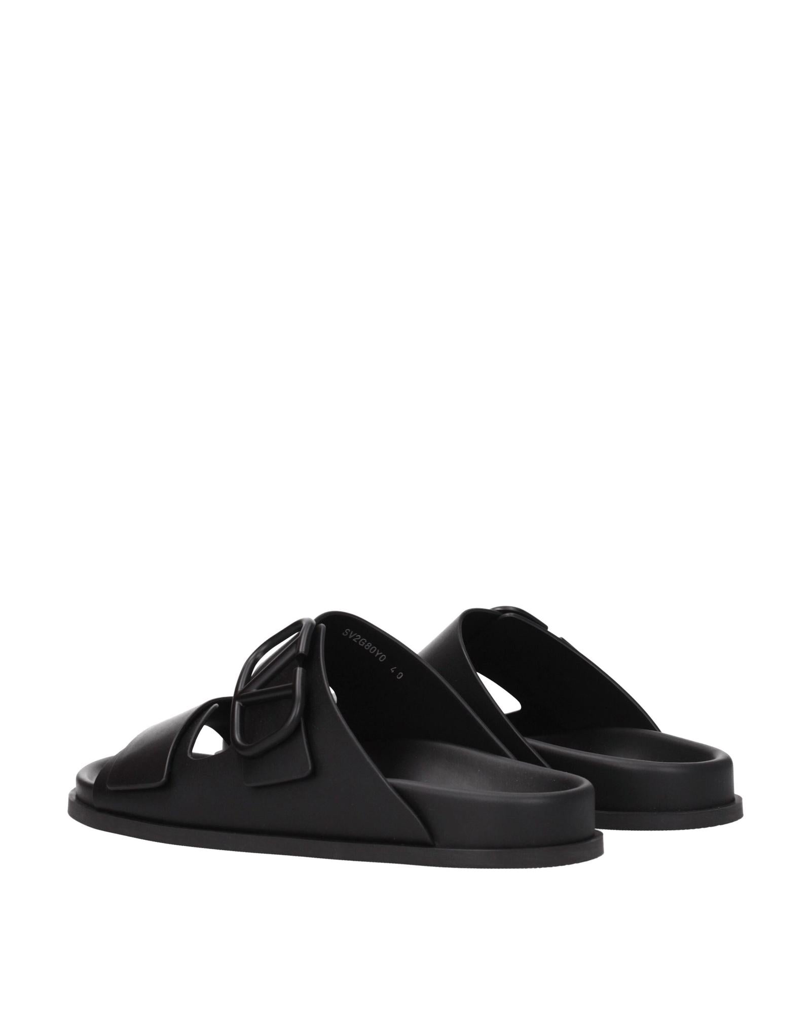 Valentino Garavani Logo Slide Sandals Men Black