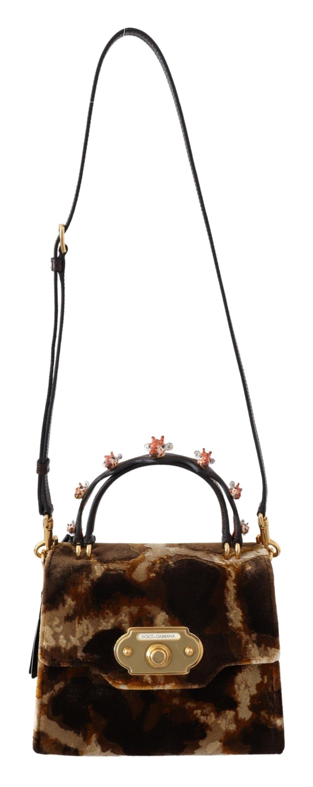 Dolce & Gabbana Devotion Small Velvet Giraffe Print Bag