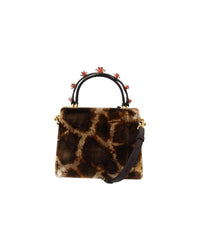 Dolce & Gabbana Devotion Small Velvet Giraffe Print Bag