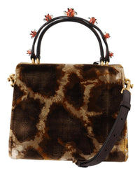 Dolce & Gabbana Devotion Small Velvet Giraffe Print Bag