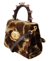 Dolce & Gabbana Devotion Small Velvet Giraffe Print Bag