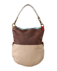 EBARRITO Beige Leather Shoulder Bag ONE SIZE Multicolor