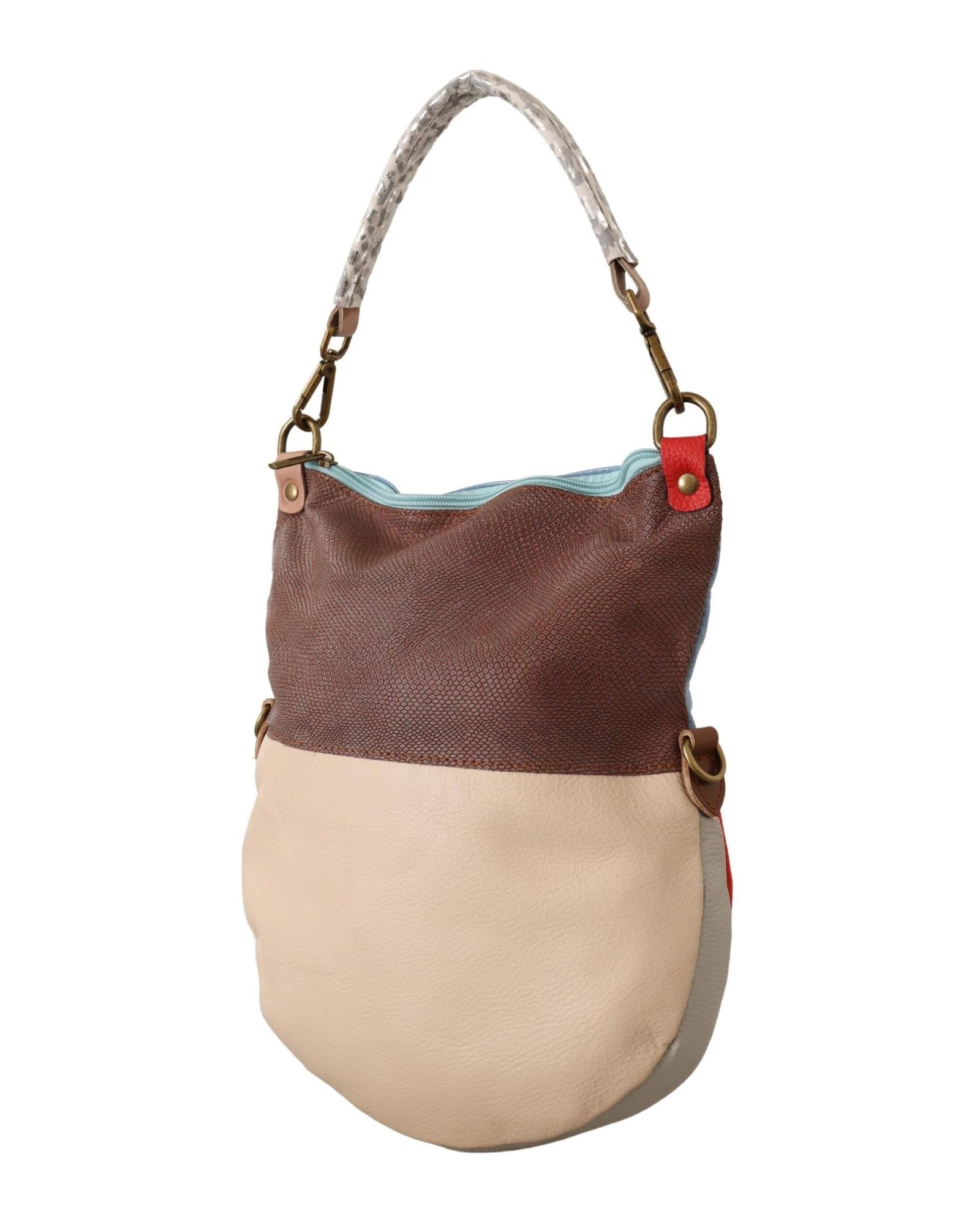 EBARRITO Beige Leather Shoulder Bag