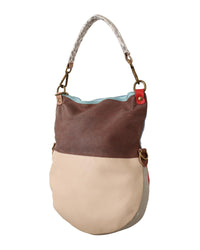 EBARRITO Beige Leather Shoulder Bag