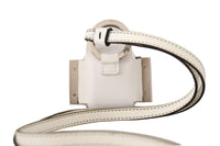 Dolce Gabbana White Black Leather Strap Silver Metal Logo Airpods Case
