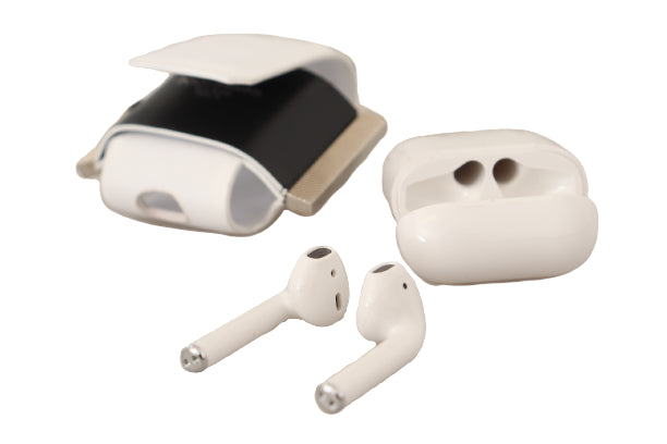 Dolce Gabbana White Black Leather Strap Silver Metal Logo Airpods Case