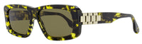 Victoria Beckham Chain Rectangular Sunglasses VB669S 012 Yellow Havana 55mm Yellow Havana