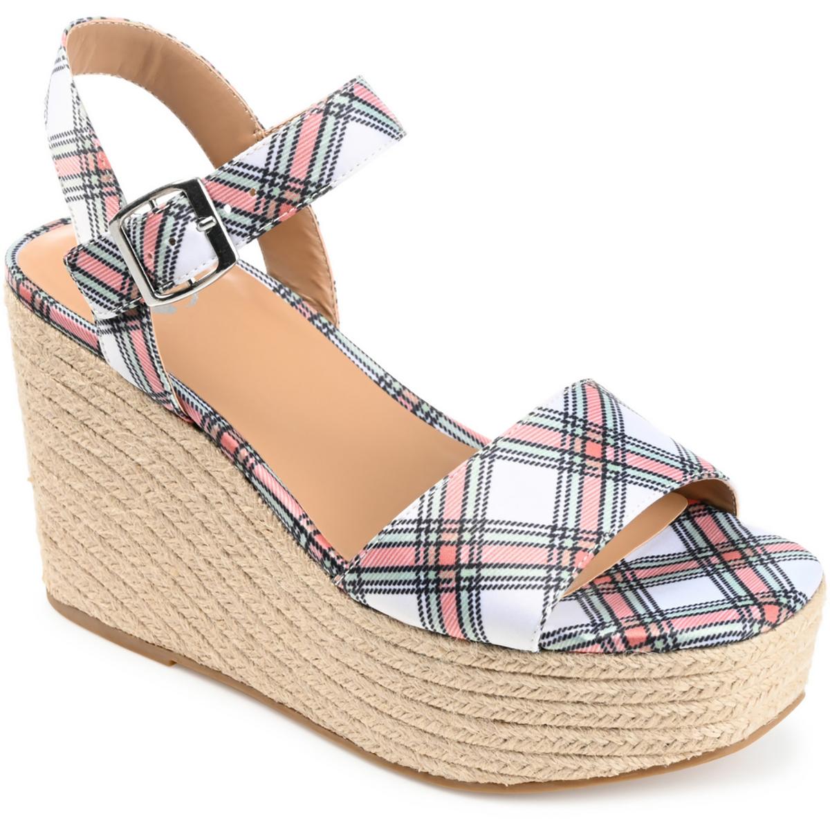 Pearrl Womens Canvas Wedge Sandals 9.5 Medium Green