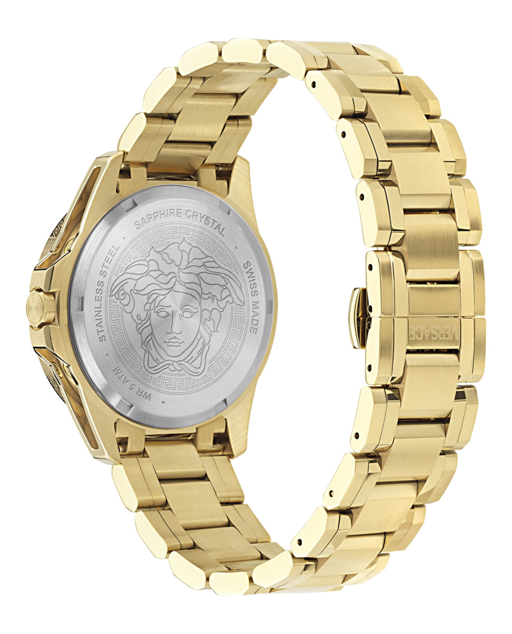 Versace Mens Gold 43mm Bracelet Fashion Watch