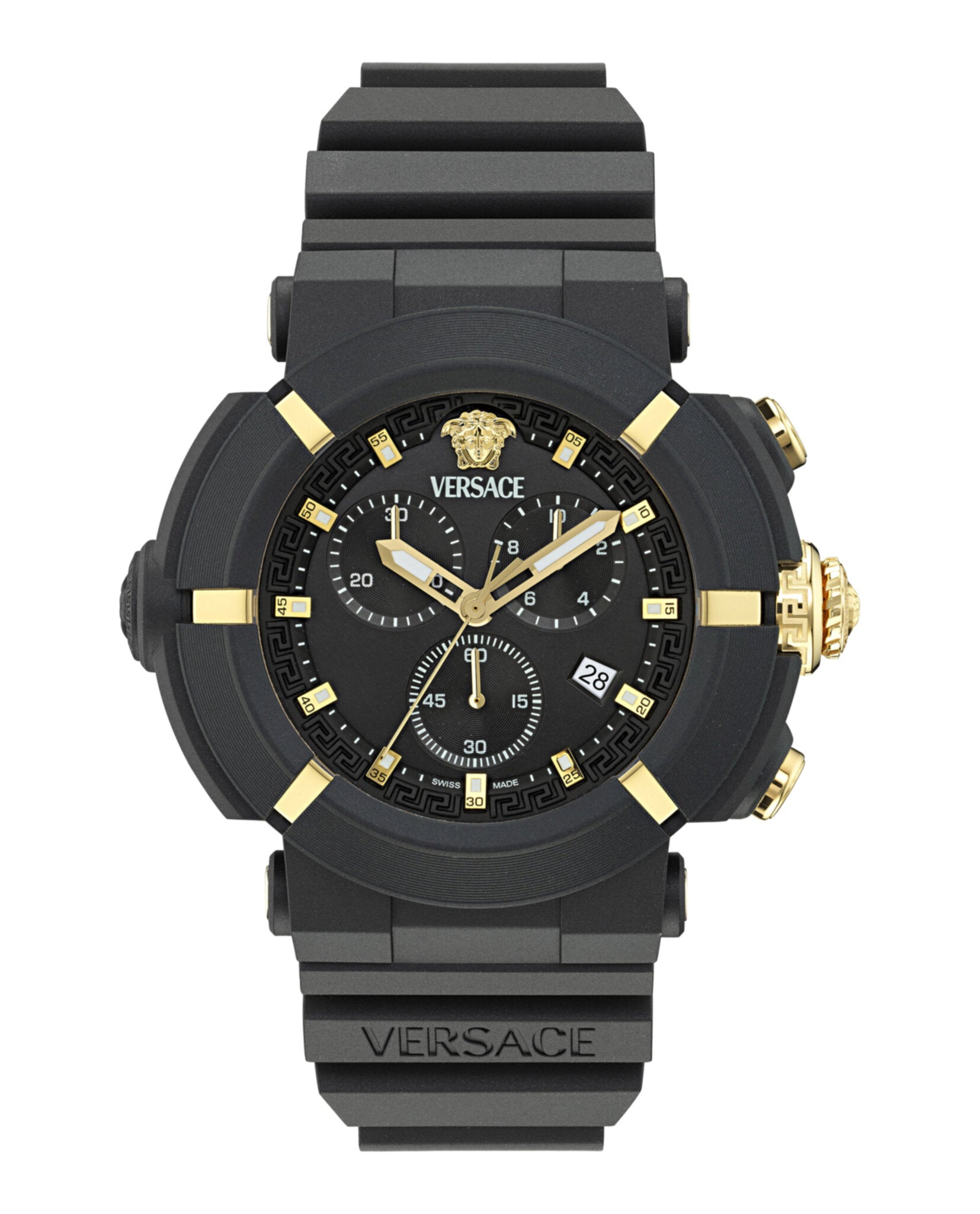 Versace Versace Mens  Black 45mm Strap Fashion Watch