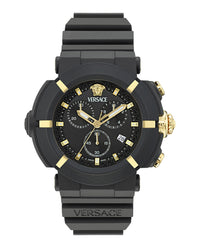 Versace Versace Mens  Black 45mm Strap Fashion Watch