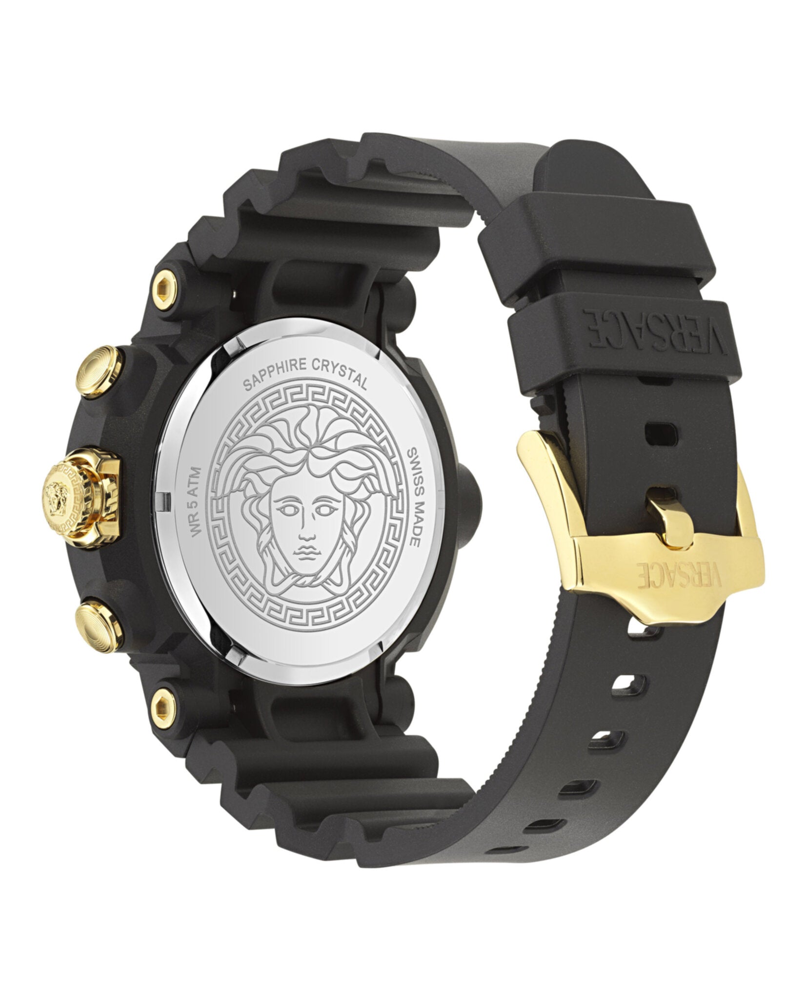 Versace Versace Mens  Black 45mm Strap Fashion Watch