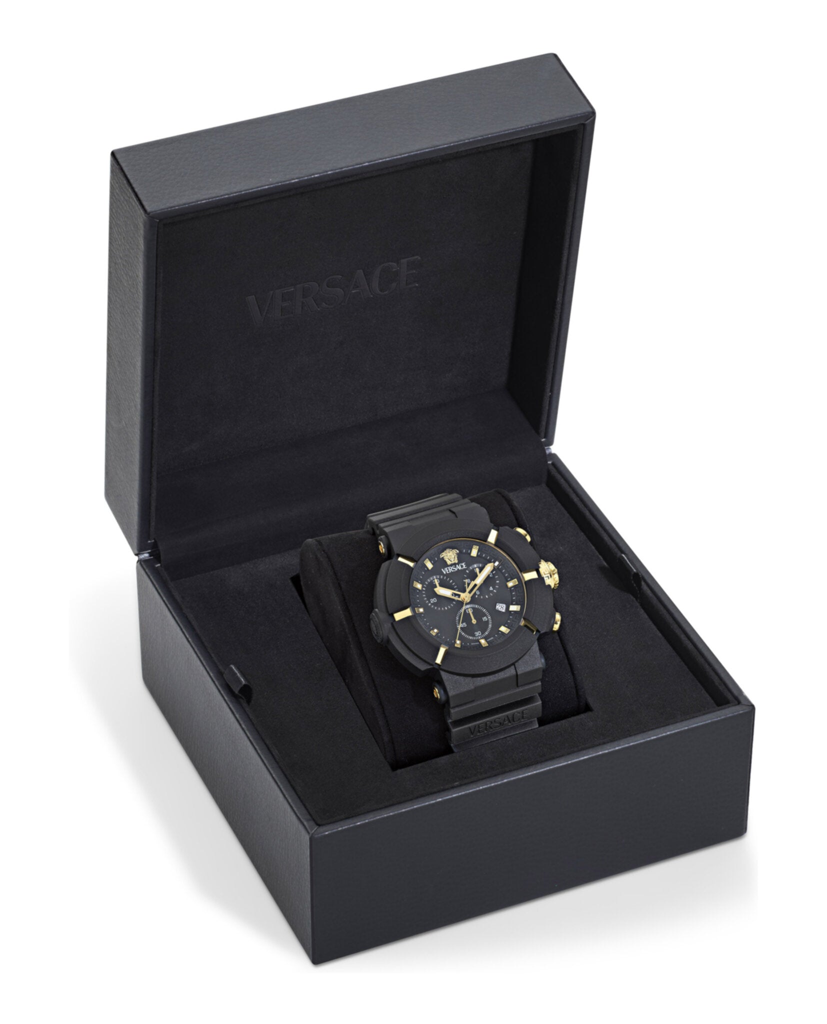 Versace Versace Mens  Black 45mm Strap Fashion Watch