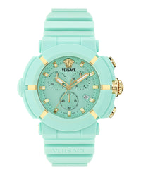 Versace Versace Mens  Light Blue 45mm Strap Fashion Watch