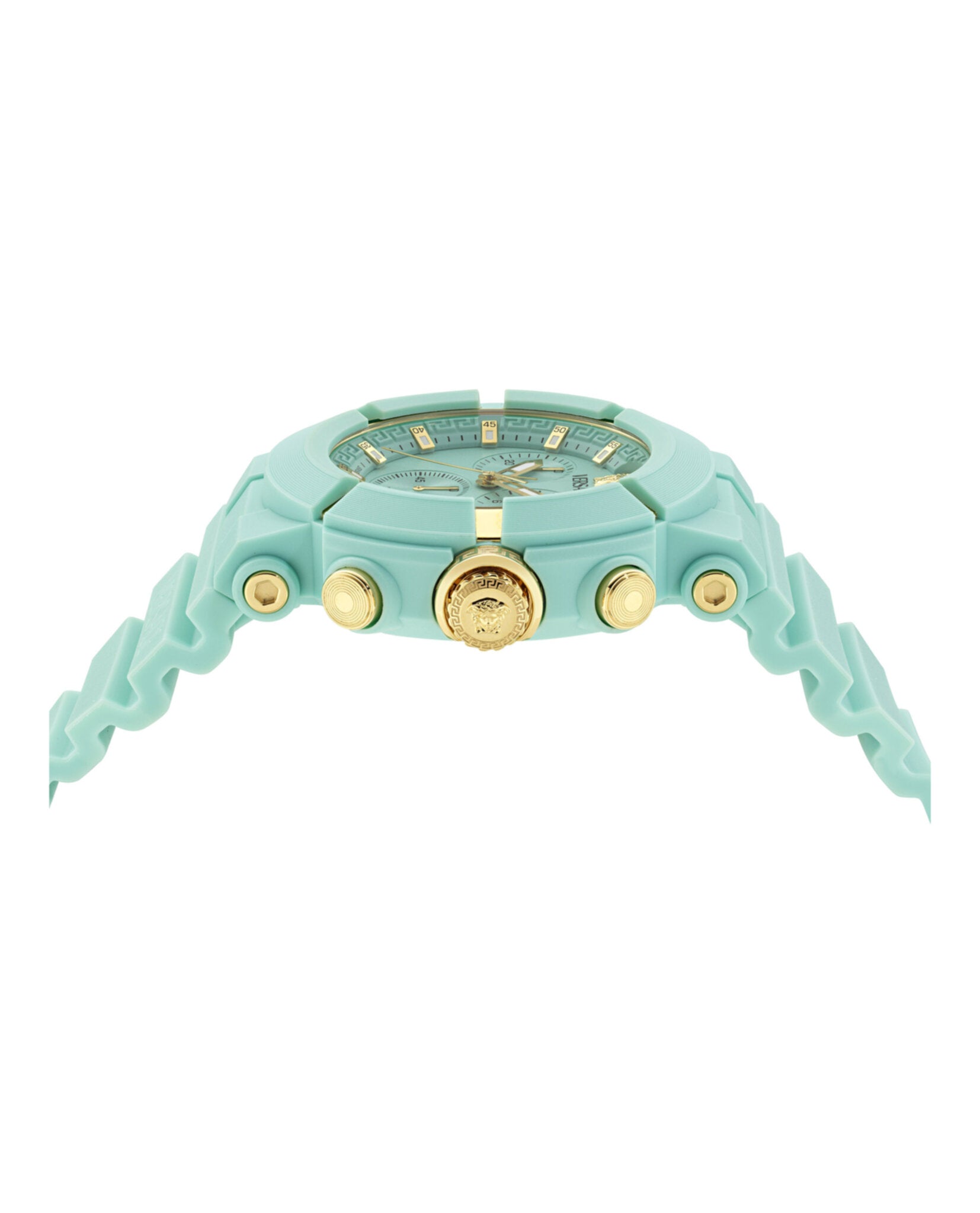 Versace Versace Mens  Light Blue 45mm Strap Fashion Watch