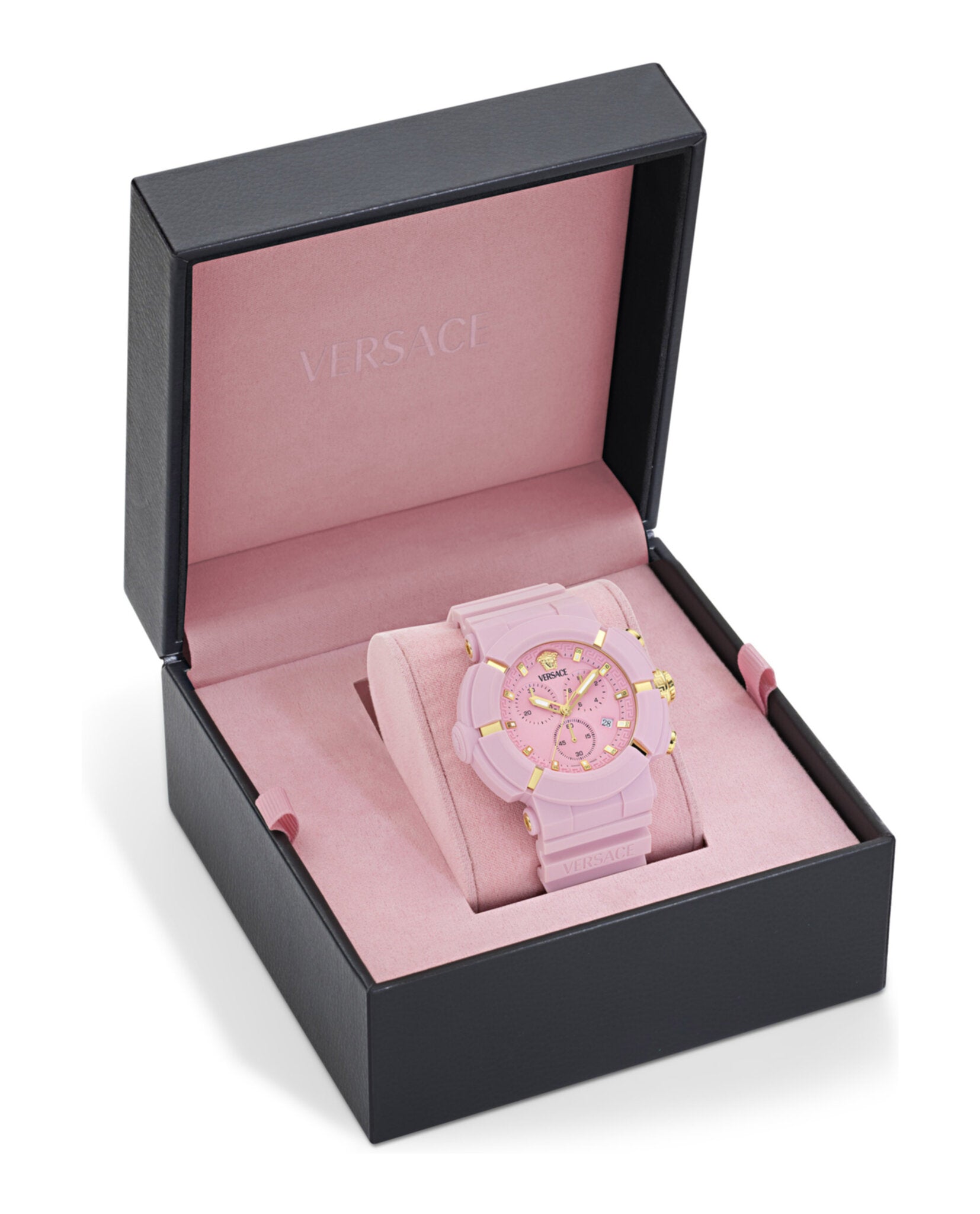 Versace Mens Pink 45mm Strap Fashion Watch