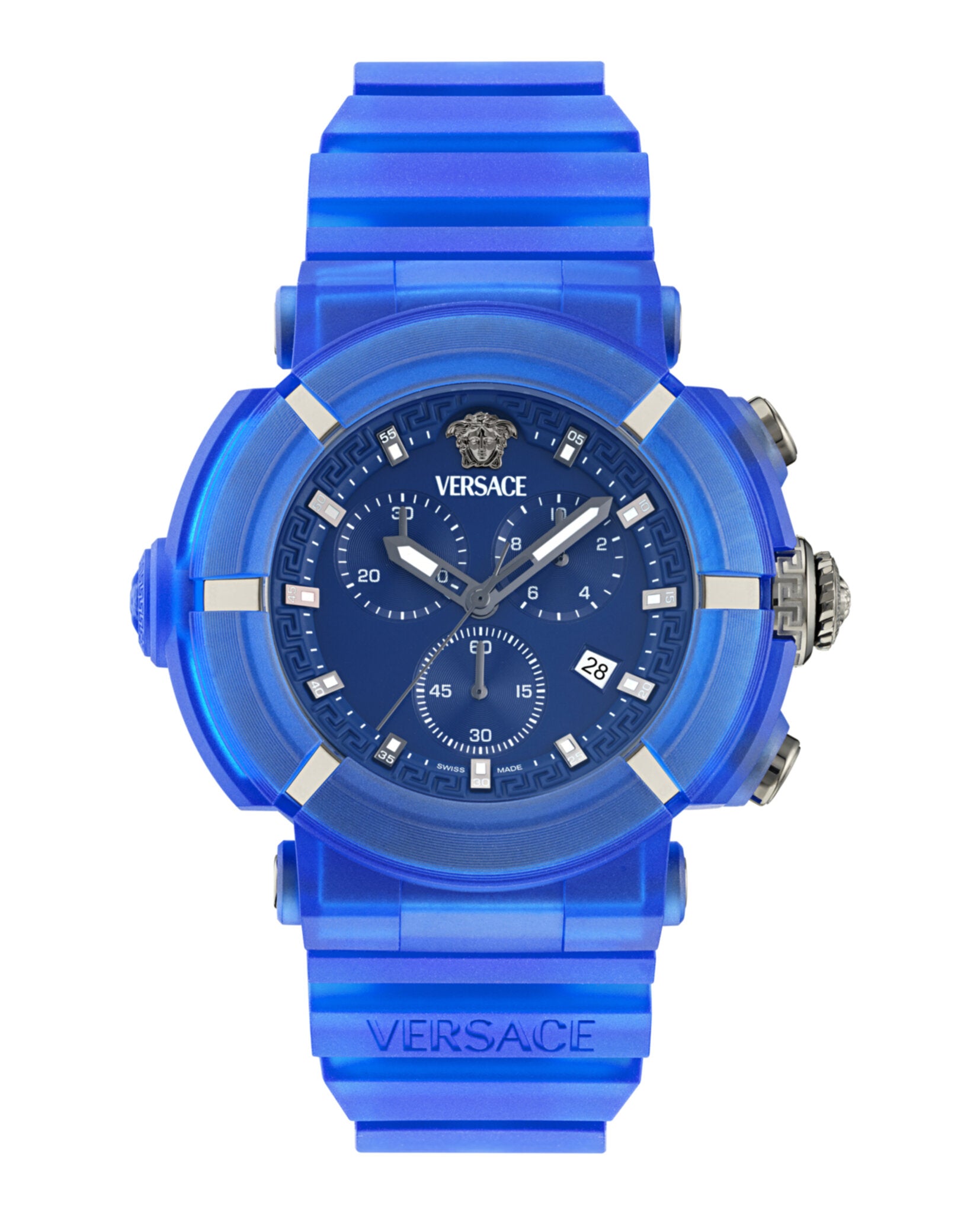 Versace Versace Mens  Blue 45mm Strap Fashion Watch