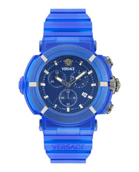 Versace Versace Mens  Blue 45mm Strap Fashion Watch