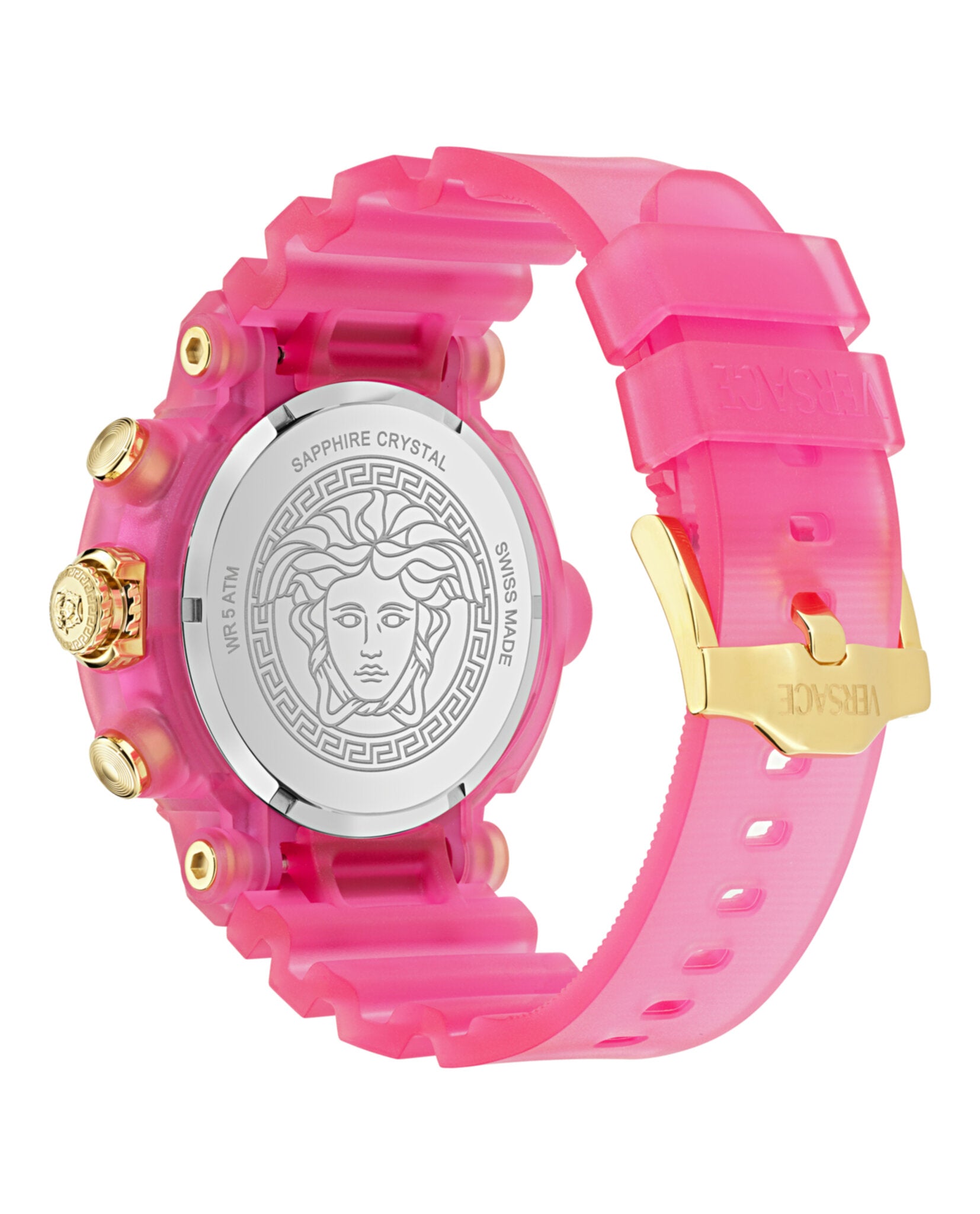 Versace Versace Mens  Pink 45mm Strap Fashion Watch