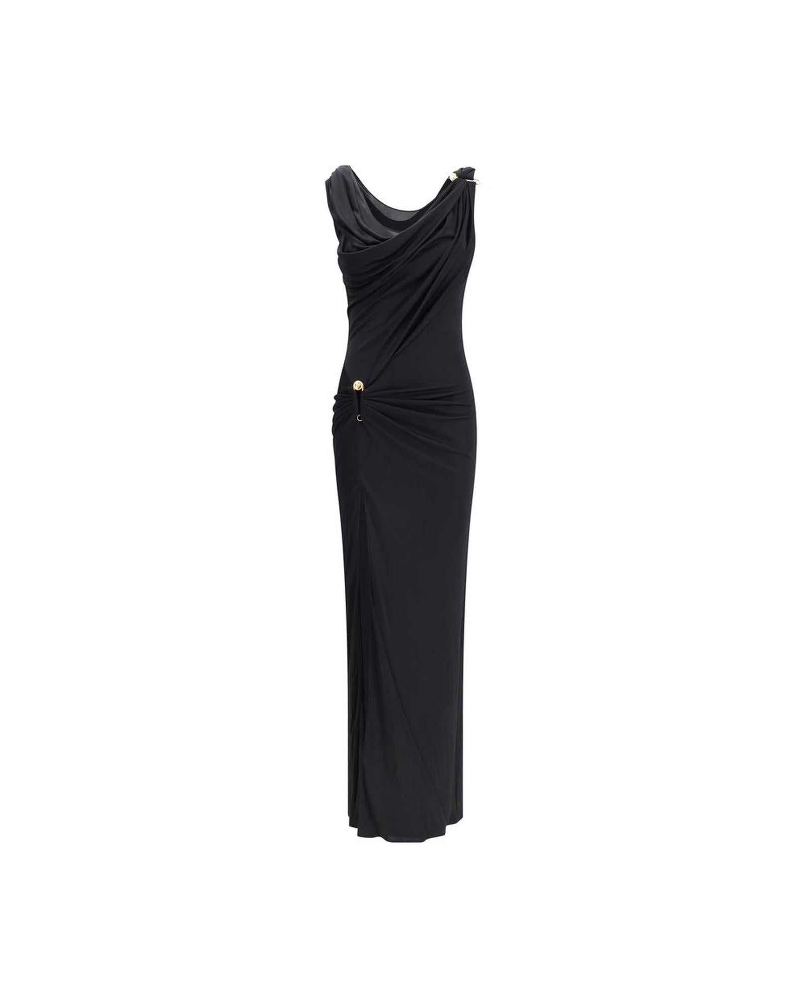Versace Draped Gown Women Black Dresses 42 Black