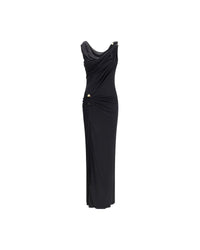 Versace Draped Gown Women Black Dresses 42 Black