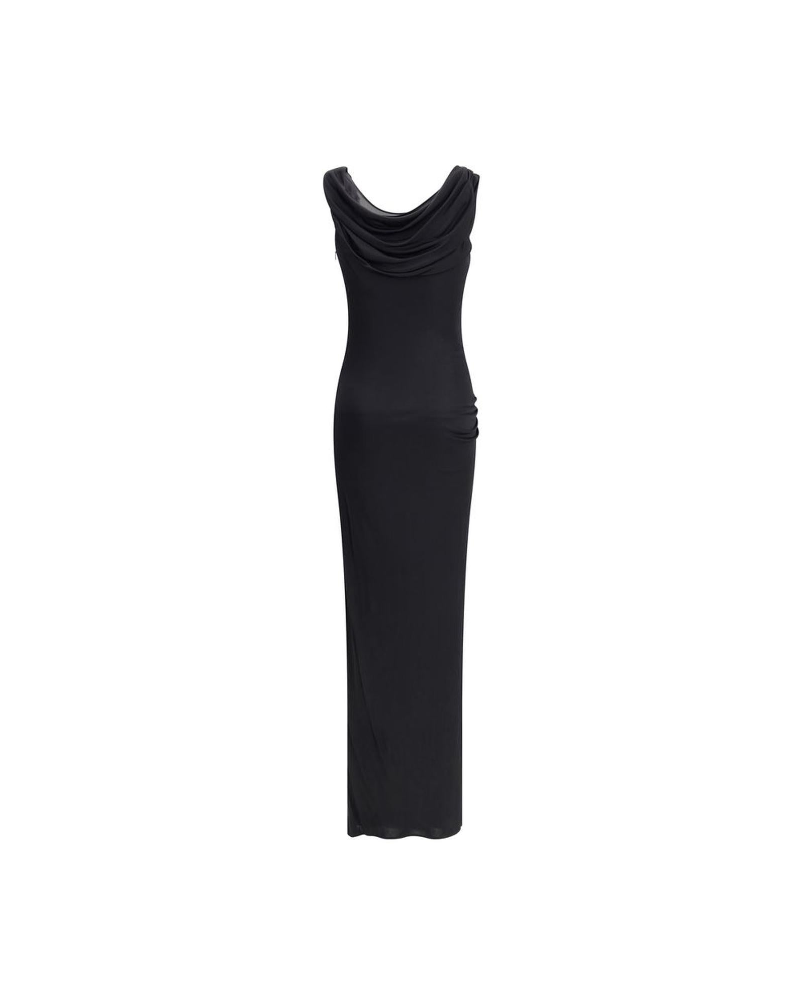Versace Draped Gown Women Black Dresses