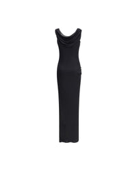 Versace Draped Gown Women Black Dresses