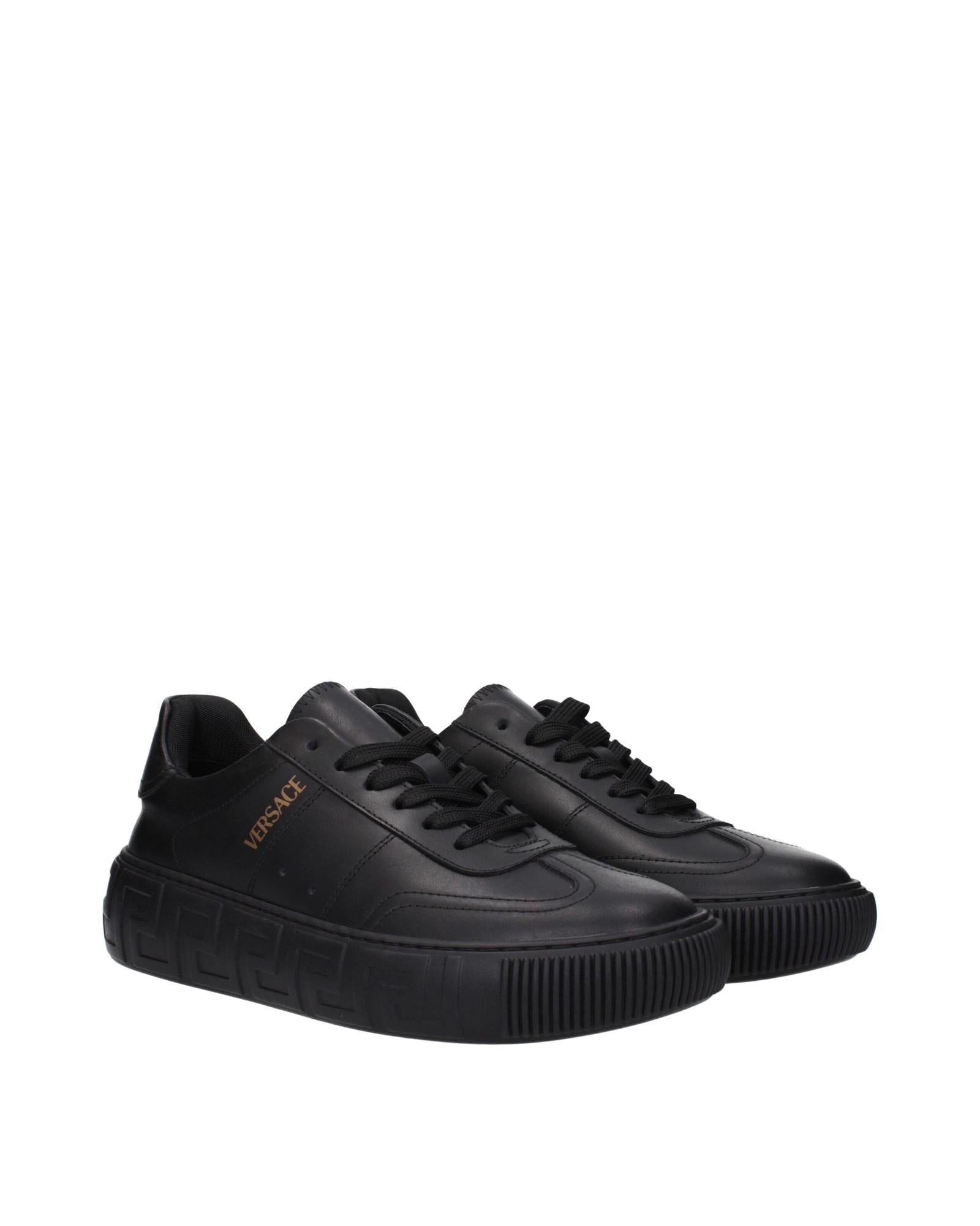 Versace Leather LowTop Sneakers Men Black