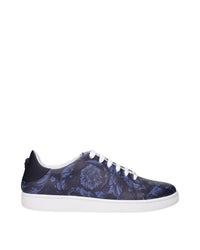 Versace Floral Leather LaceUp Sneakers Men Blue