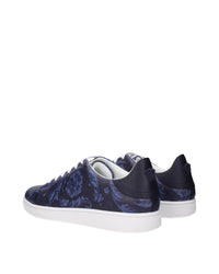 Versace Floral Leather LaceUp Sneakers Men Blue